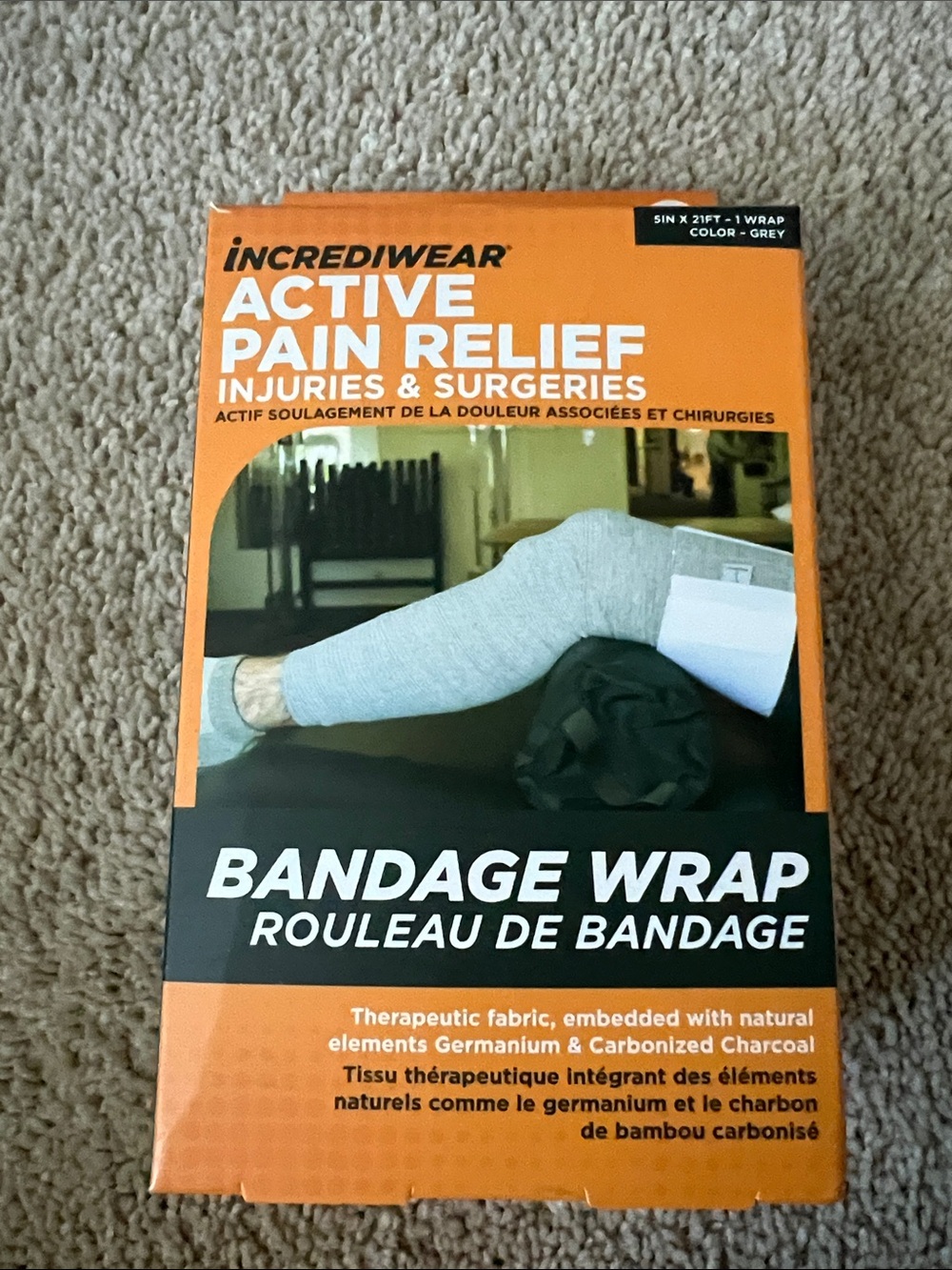 Incrediwear Active Pain Relief Bandage Wrap - Grey 5”